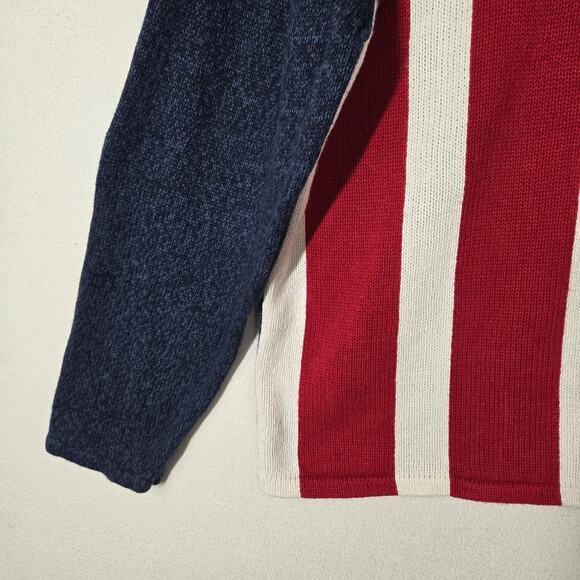 VTG Tiara International Cardigan Sweater sz L Red White Blue Zip Front Patriotic - Picture 4 of 13